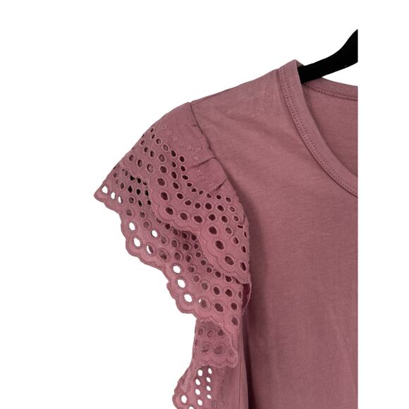 Joe's Jeans top eyelet sleeve pink size X-Large XL - Picture 2 of 6